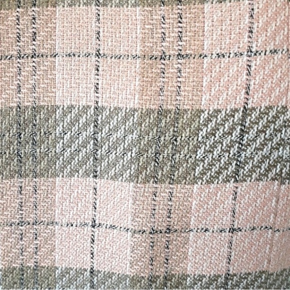 Vintage Preppy Plaid Blazer Peach Tan Olive Green Structured Jacket Sz 4 - Picture 4 of 8